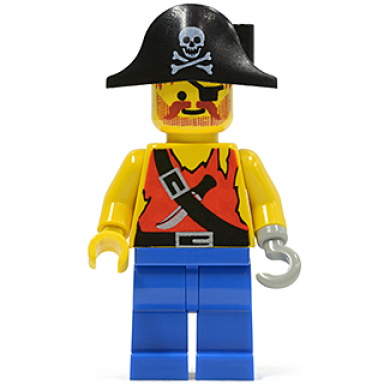 pirate shirt with knife blue legs black pirate hat with skull