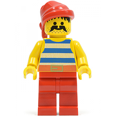 pirate blue white stripes shirt red legs red bandana