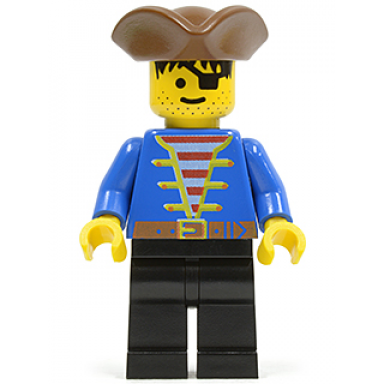pirate blue jacket black legs brown pirate triangle hat black hair