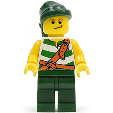 pirate green white stripes dark green legs dark green bandana