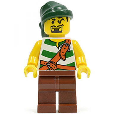 pirate green white stripes reddish brown legs dark green bandana goatee