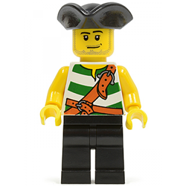 pirate green white stripes black legs tricorne hat