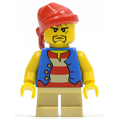 pirate - blue vest tan short legs red bandana black goatee