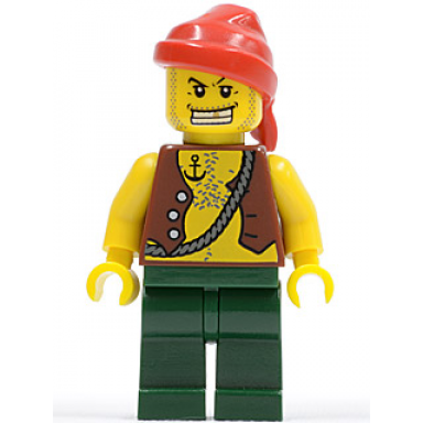 pirate vest and anchor tattoo dark green legs red bandana