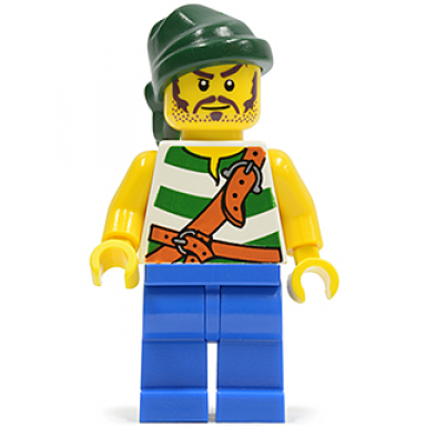 pirate green white stripes blue legs dark green bandana