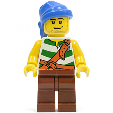 pirate green white stripes reddish brown legs blue bandana