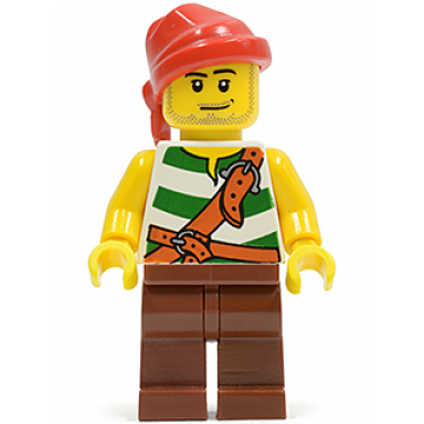 pirate green white stripes reddish brown legs red bandana
