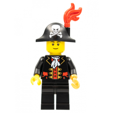 captain - bicorne hat with skull and plume black eyebrows