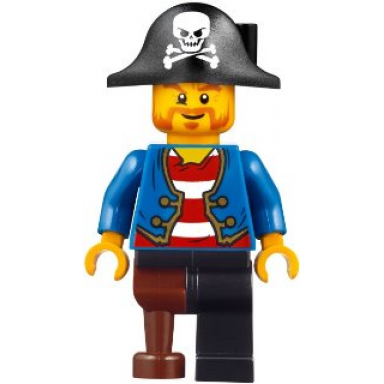 pirate blue jacket black leg with peg leg black pirate hat with skull