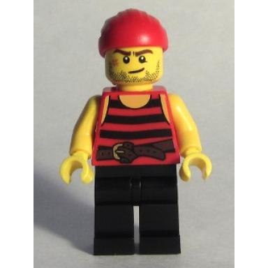pirate 6 - black and red stripes black legs scar