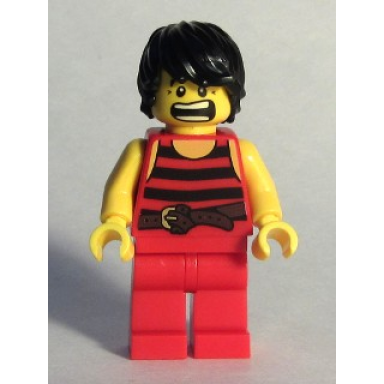 pirate 7 - black and red stripes red legs scared black crows feet