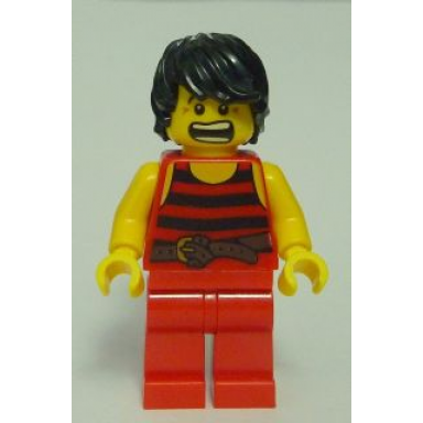 pirate 7 - black and red stripes red legs scared brown crows feet