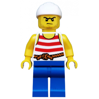 pirate 9 - red and white stripes blue legs scowl