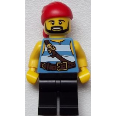 pirate - medium blue and white stripes black legs