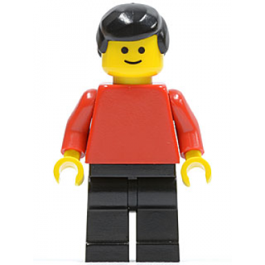 plain red torso with red arms black legs black male hair
