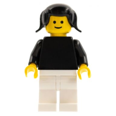 plain black torso with black arms white legs black pigtails hair