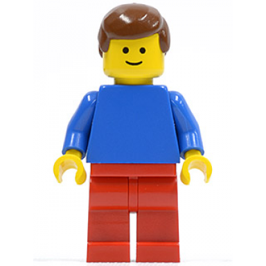 plain blue torso with blue arms red legs brown male hair