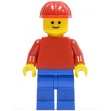 plain red torso with red arms blue legs red construction helmet