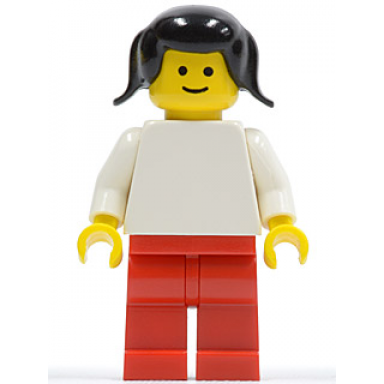 plain white torso with white arms red legs black pigtails hair