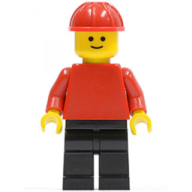 plain red torso with red arms black legs red construction helmet