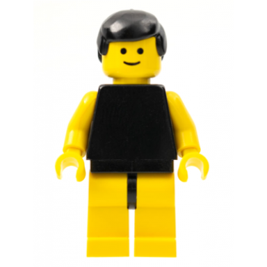 plain black torso with yellow arms yellow legs black male hair