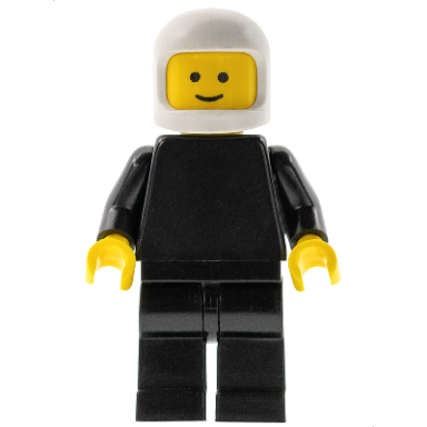 plain black torso with black arms black legs white classic helmet