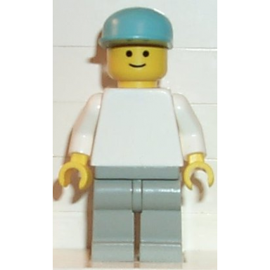 plain white torso with white arms light gray legs maersk blue cap