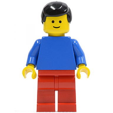 plain blue torso with blue arms red legs black male hair