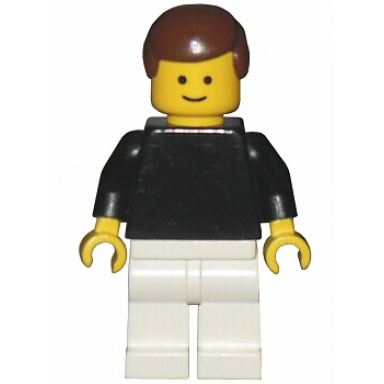 plain black torso with black arms white legs brown male hair