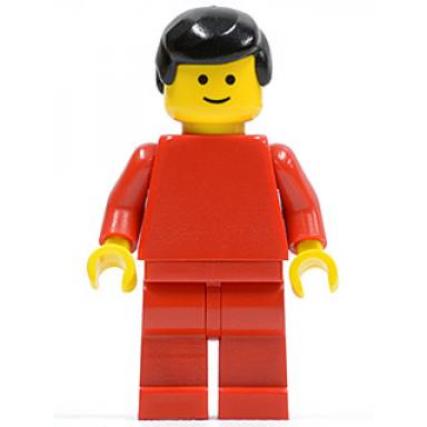 plain red torso with red arms red legs black male hair