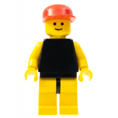 plain black torso with yellow arms yellow legs red cap