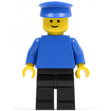 plain blue torso with blue arms black legs blue hat