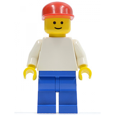 plain white torso with white arms blue legs red cap