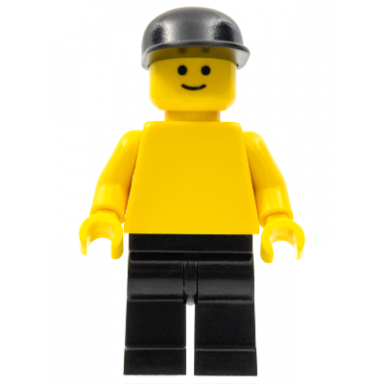plain yellow torso with yellow arms black legs black cap