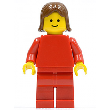 plain red torso with red arms red legs brown female hair