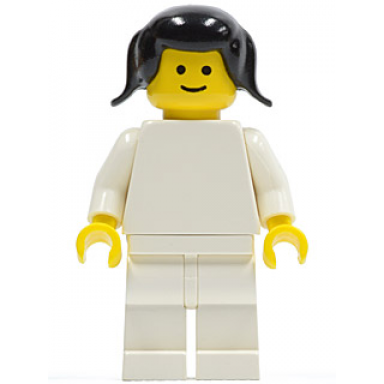 plain white torso with white arms white legs black pigtails hair
