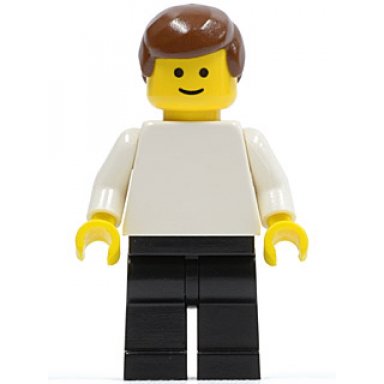 plain white torso with white arms black legs brown male hair