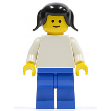plain white torso with white arms blue legs black pigtails hair