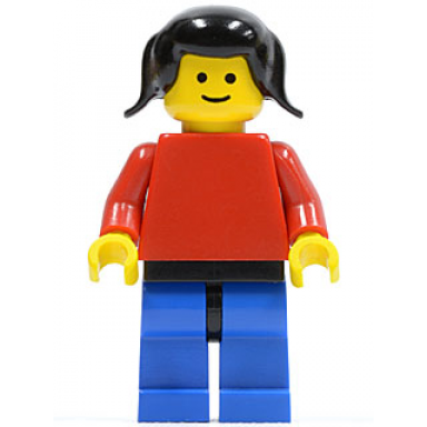 plain red torso with red arms blue legs with black hips black pigtails hair