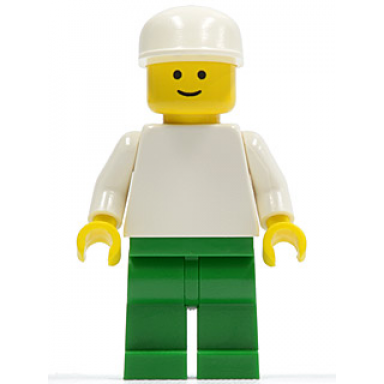 plain white torso with white arms green legs white cap standard grin
