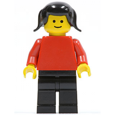 plain red torso with red arms black legs black pigtails hair