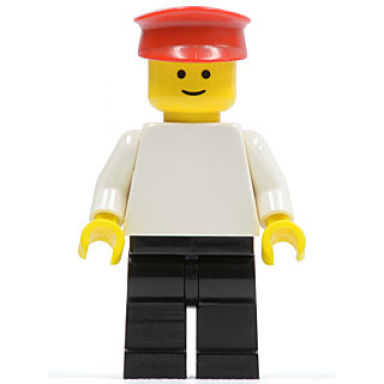 plain white torso with white arms black legs red hat