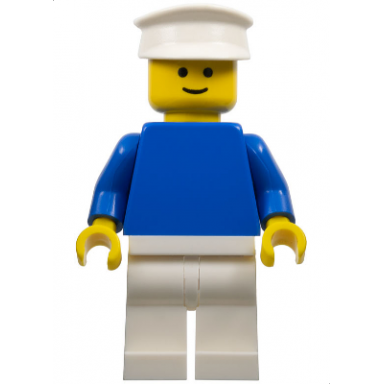 plain blue torso with blue arms white legs white hat