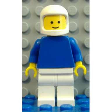 plain blue torso with blue arms white legs white classic helmet
