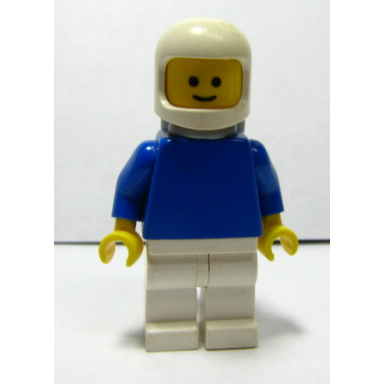 plain blue torso with blue arms white legs white classic helmet air tanks