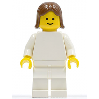 plain white torso with white arms white legs brown female hair