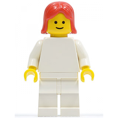 plain white torso with white arms white legs red female hair