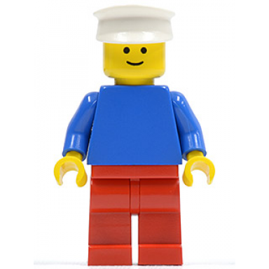 plain blue torso with blue arms red legs white hat
