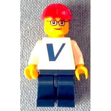 plain white torso with vestas logo sticker with white arms dark blue legs red construction helmet glasses