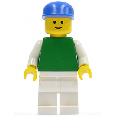 plain green torso with white arms white legs blue cap